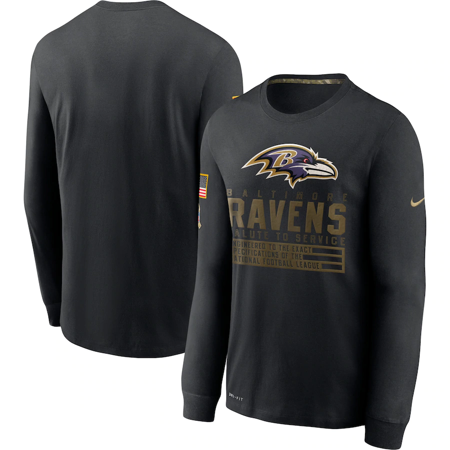 Men NFL Baltimore Ravens T Shirt Nike Olive Salute To Service Green